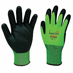 SOROCA Green High Vis HPPE Gloves Black Micro Foam Nitrile Palm Coating